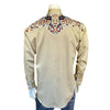 Men's Vintage Khaki Floral Embroidered Western Shirt