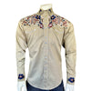 Men's Vintage Khaki Floral Embroidered Western Shirt