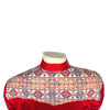 Men's Vintage 2-Tone Red & Native Pattern Embroidered Western Shirt