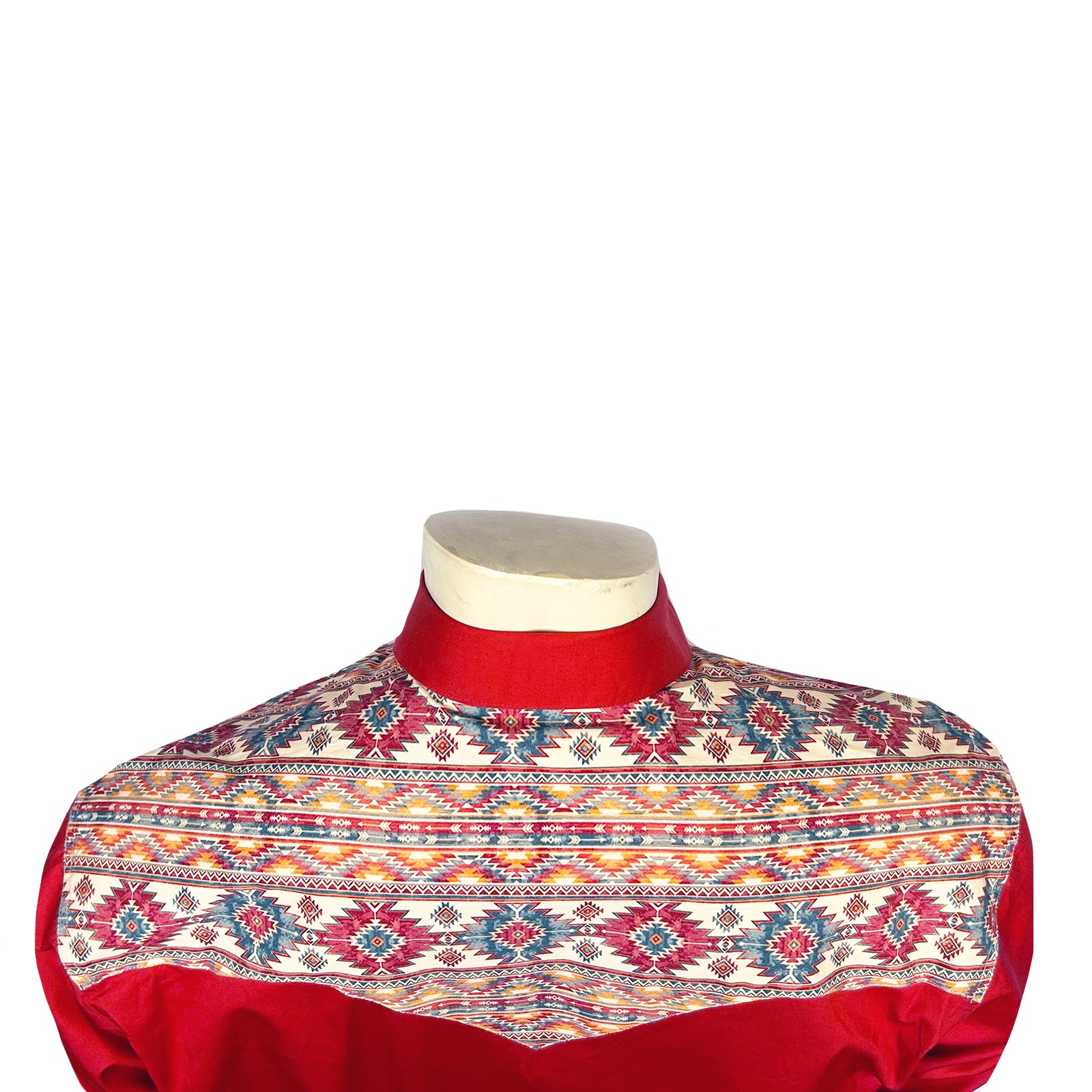 Men's Vintage 2-Tone Red & Native Pattern Embroidered Western Shirt