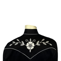 Men’s Vintage Black Floral Embroidered Western Shirt