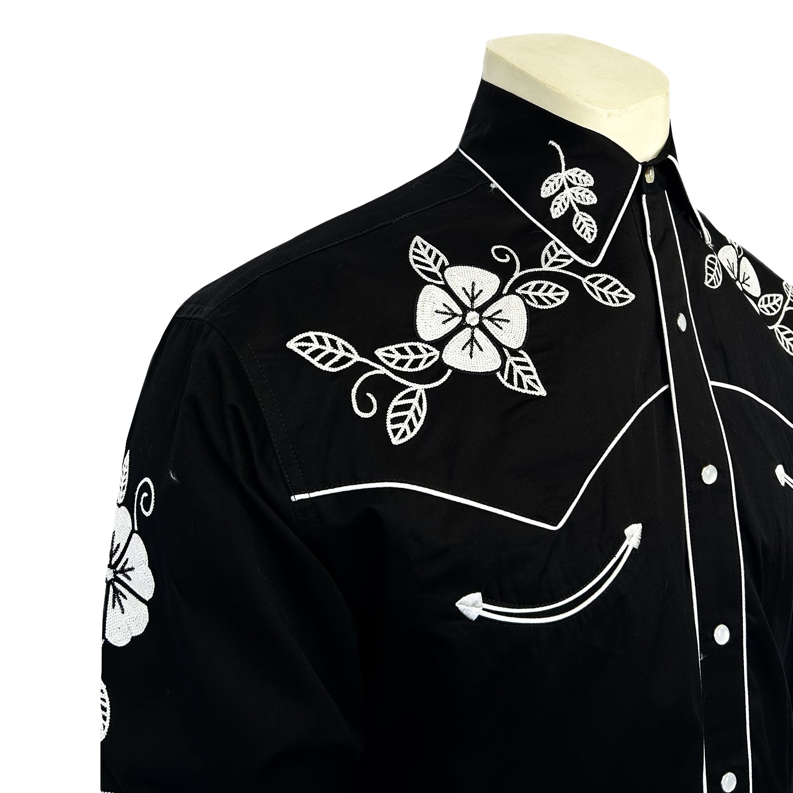 Rockmount Men's Vintage Black Floral Embroidered Western Shirt