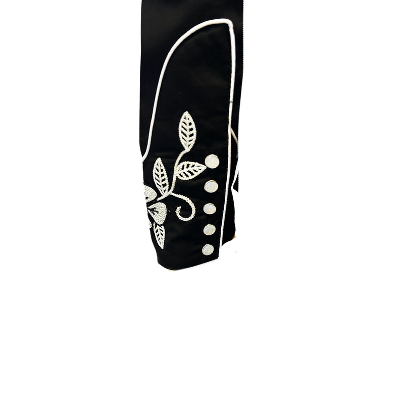 Men’s Vintage Black Floral Embroidered Western Shirt