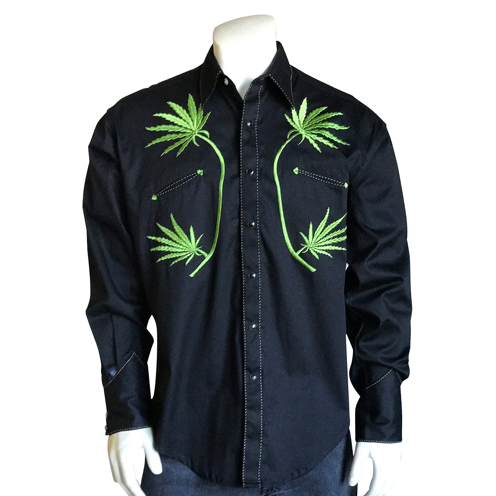 Rockmount Men's Black Cannabis Cowboy Western Shirt