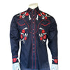 Men's Vintage Cascading Floral Embroidery Black Western Shirt