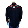 Men's Vintage Black Cascading Floral Embroidered Western Shirt