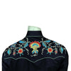 Men's Floral Embroidered Cotton Gabardine Black Western Shirt