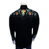 Men's Floral Embroidered Cotton Gabardine Black Western Shirt