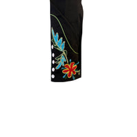 Men's Floral Embroidered Cotton Gabardine Black Western Shirt