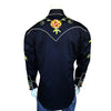 Men's Floral Embroidery Cotton Gabardine Black Western Shirt