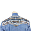 Men's Vintage 2-Tone Denim & Steer Skull Embroidery Western Shirt