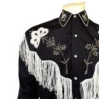 Men's Vintage Fringe Black Embroidered Western Shirt