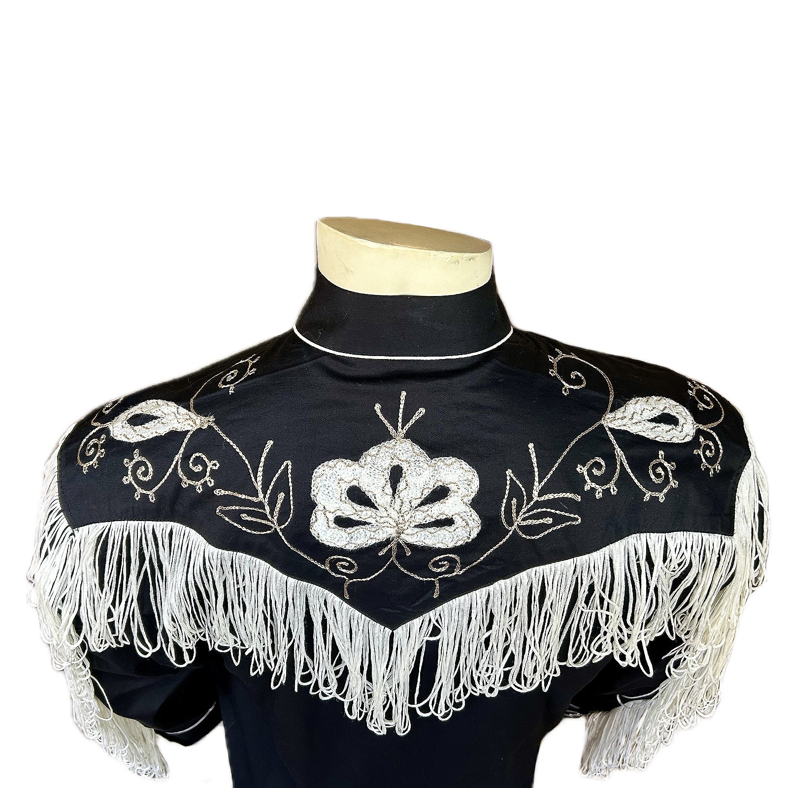 Men's Vintage Fringe Black Embroidered Western Shirt