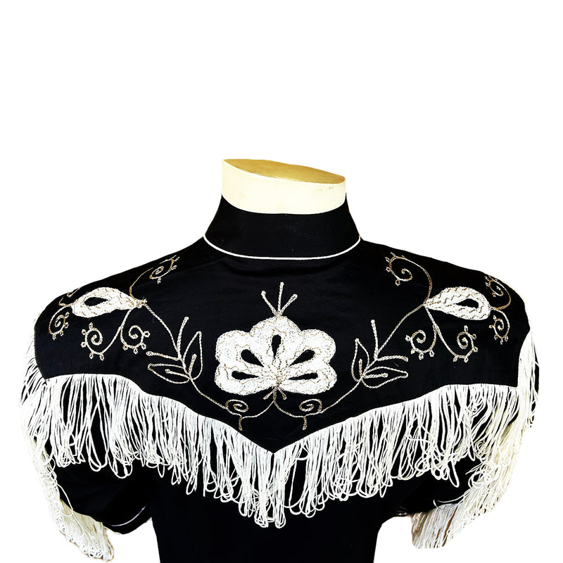 Men's Vintage Fringe Black Embroidered Western Shirt