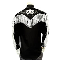 Men's Vintage Fringe Black Embroidered Western Shirt