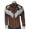 Men's Vintage Fringe Brown Embroidered Western Shirt