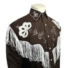 Men's Vintage Fringe Brown Embroidered Western Shirt