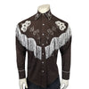 Men's Vintage Fringe Brown Embroidered Western Shirt