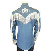 Men's Vintage Fringe Denim Embroidered Western Shirt