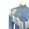 Men's Vintage Fringe Denim Embroidered Western Shirt