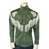 Men's Vintage Green Fringe Embroidered Western Shirt