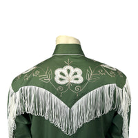 Men's Vintage Green Fringe Embroidered Western Shirt