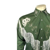 Men's Vintage Green Fringe Embroidered Western Shirt