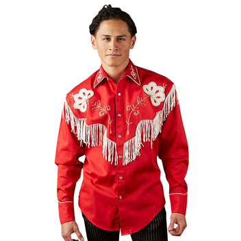 Rockmount Men's Red Vintage Fringe Embroidered Western Shirt