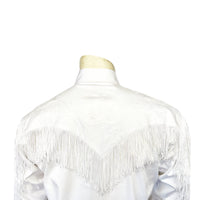 Men's Vintage White Fringe Embroidered Western Shirt