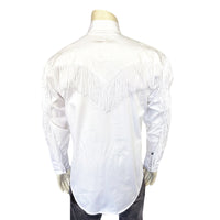 Men's Vintage White Fringe Embroidered Western Shirt