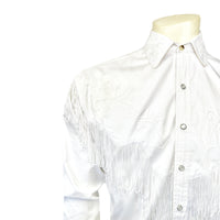 Men's Vintage White Fringe Embroidered Western Shirt
