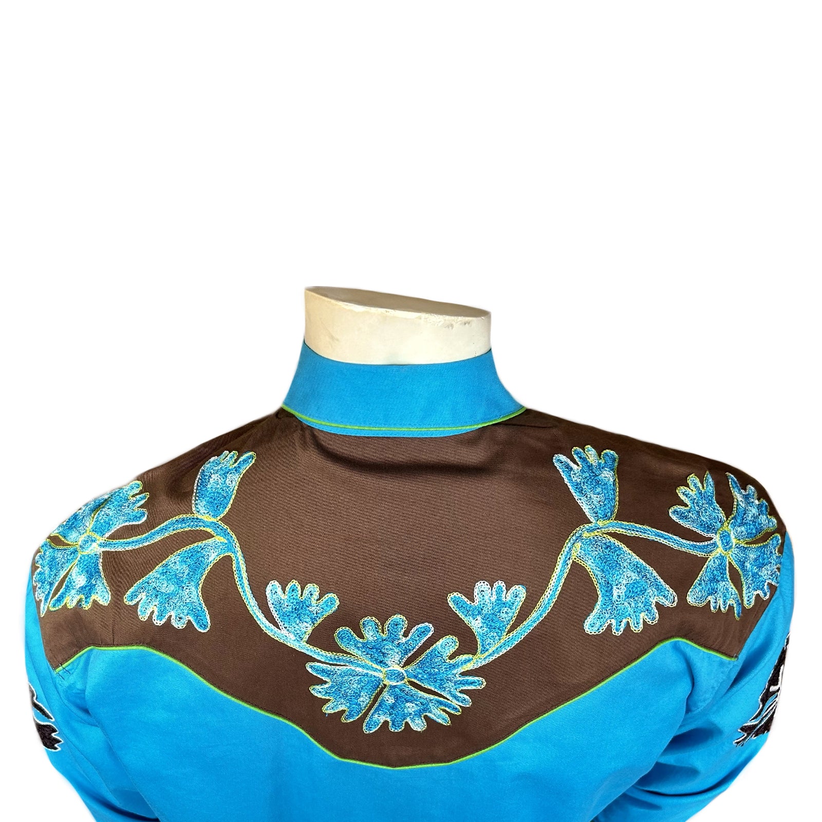 Rockmount Men's 2-Tone Brown & Turquoise Floral Western Shirt