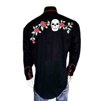 Men’s Skulls & Roses Vintage Embroidered Western Shirt