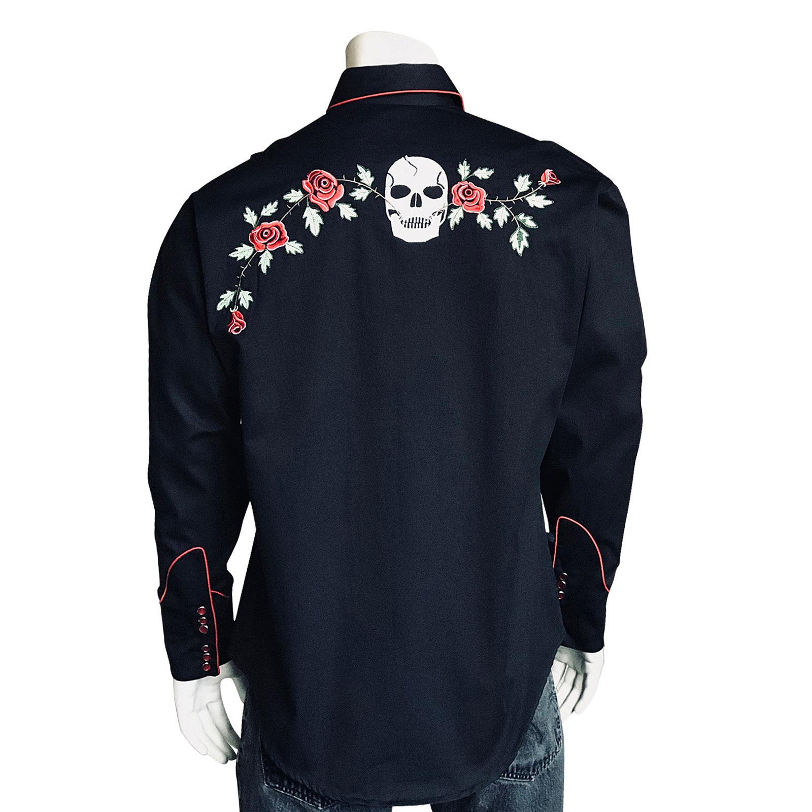 Rockmount Men's Skull & Rose Vintage Embroidered Western Shirt