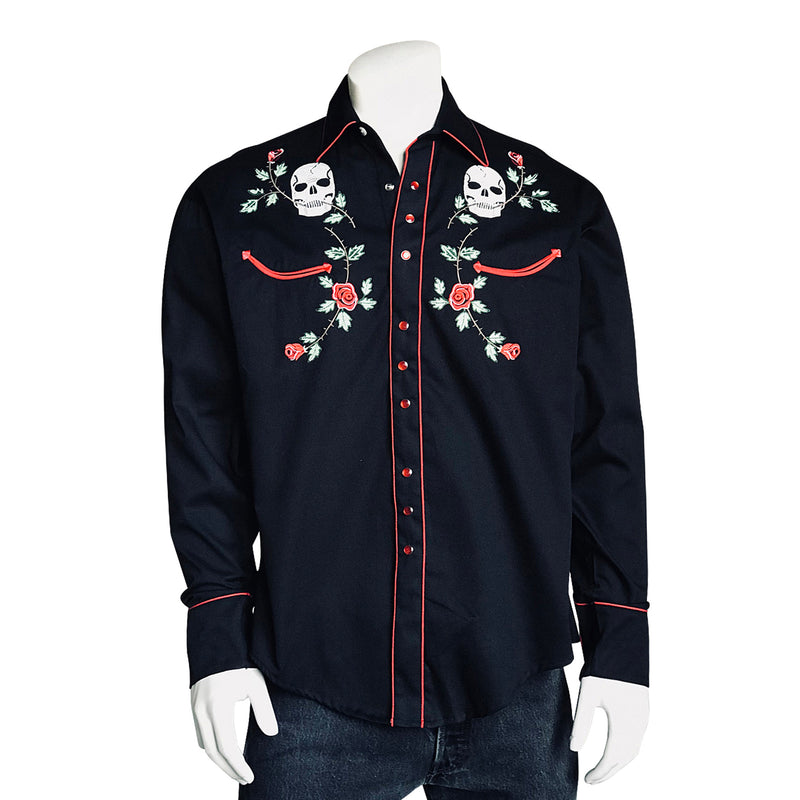 Rockmount Men’s Skull & Rose Vintage Embroidered Western Shirt