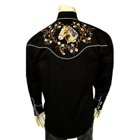 Men’s Vintage Horsehead & Floral Embroidered Western Shirt