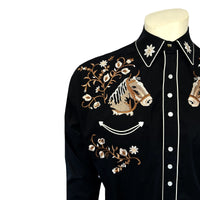 Men’s Vintage Horsehead & Floral Embroidered Western Shirt