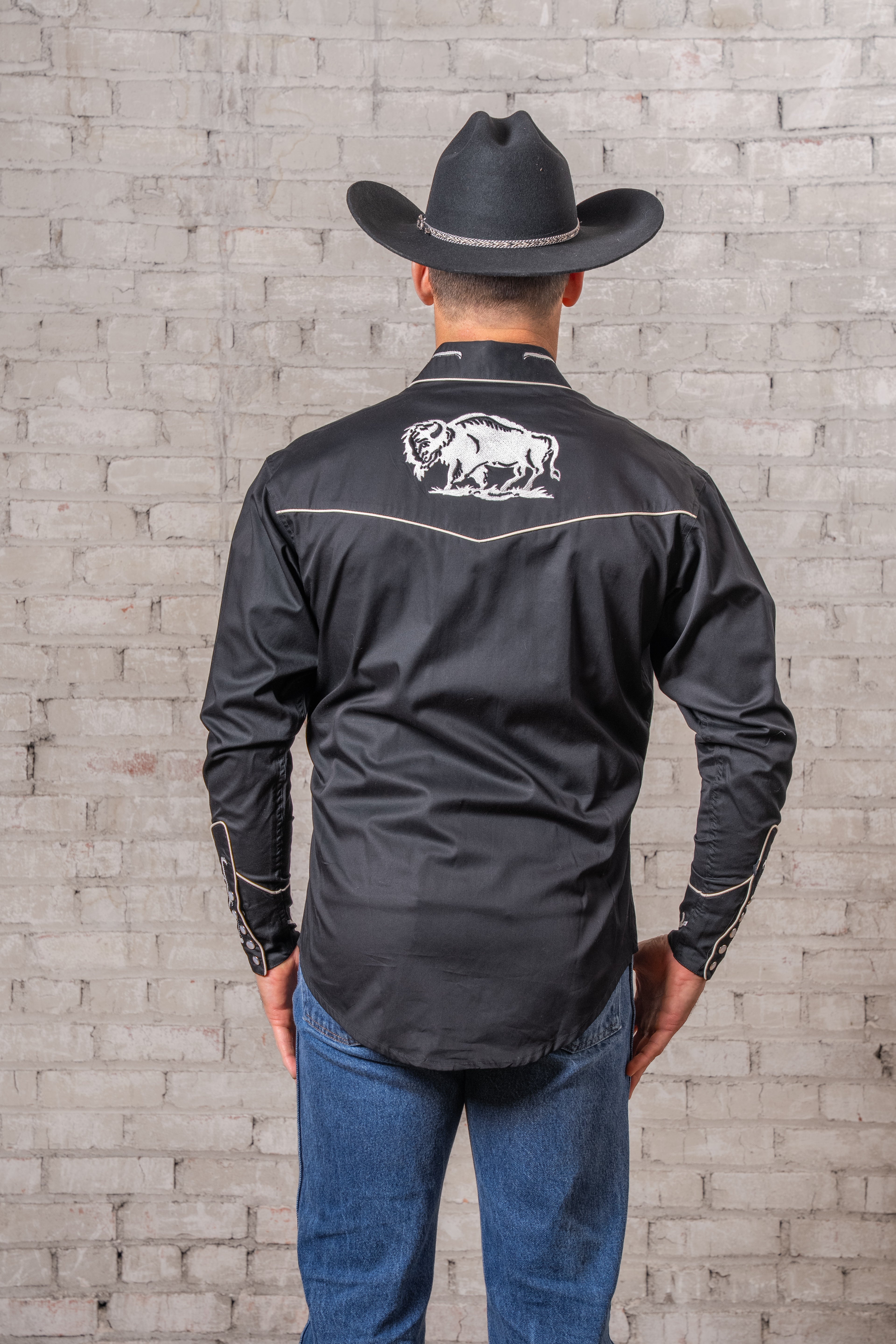 Rockmount Men's Vintage Bison Black Western Shirt
