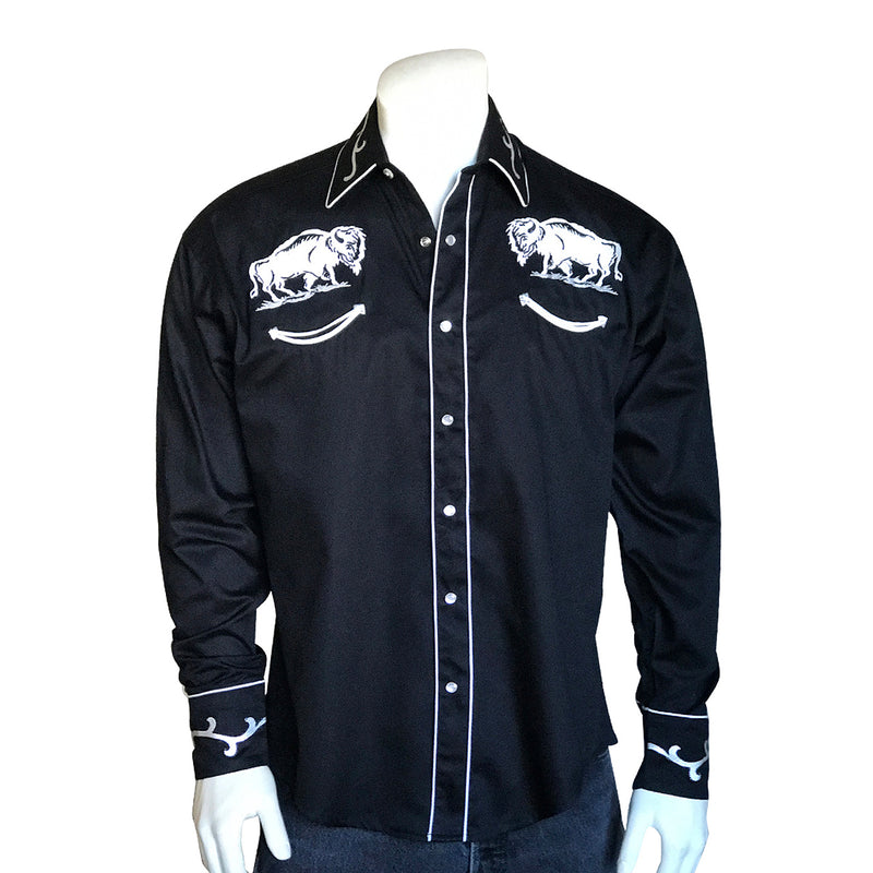 Rockmount Men's Vintage Bison Black Western Shirt