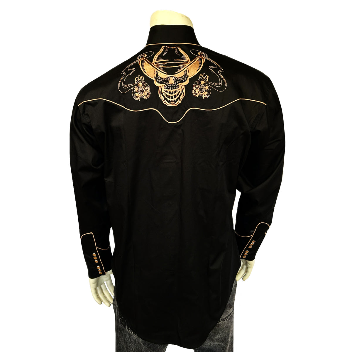 Men's Black Dead Cowboy Embroidered Western Shirt