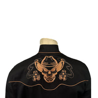 Men's Black Dead Cowboy Guns Blazing Embroidered Western Shirt