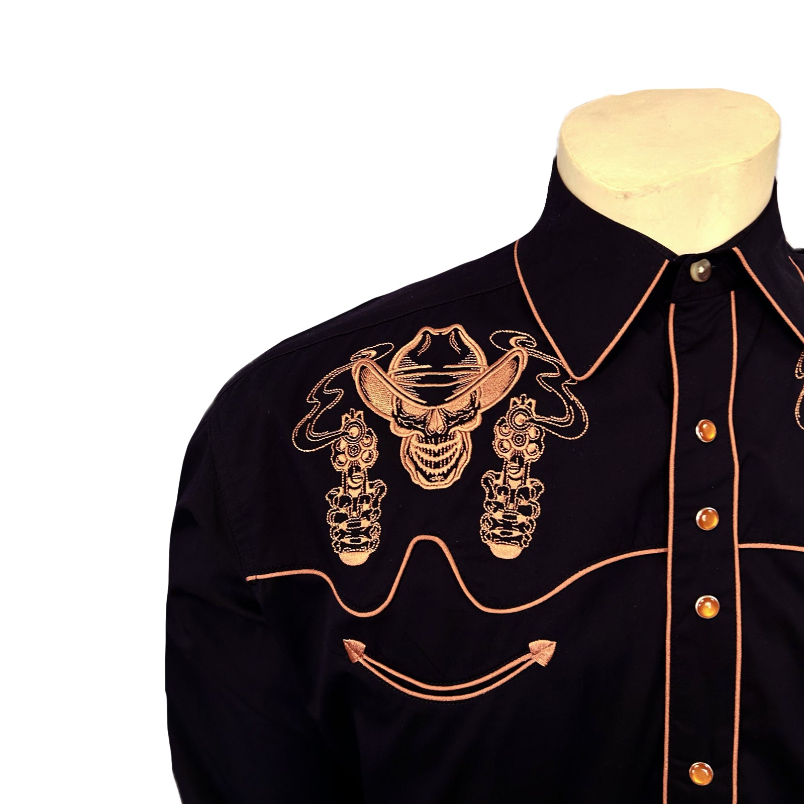 Rockmount Men's Vintage Dead Cowboy Guns Blazing Embroidered