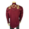 Men's Vintage Burgundy Floral Embroidered Western Shirt