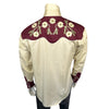 Men's Vintage 2-Tone Floral Embroidered Western Shirt in Tan & Burgundy