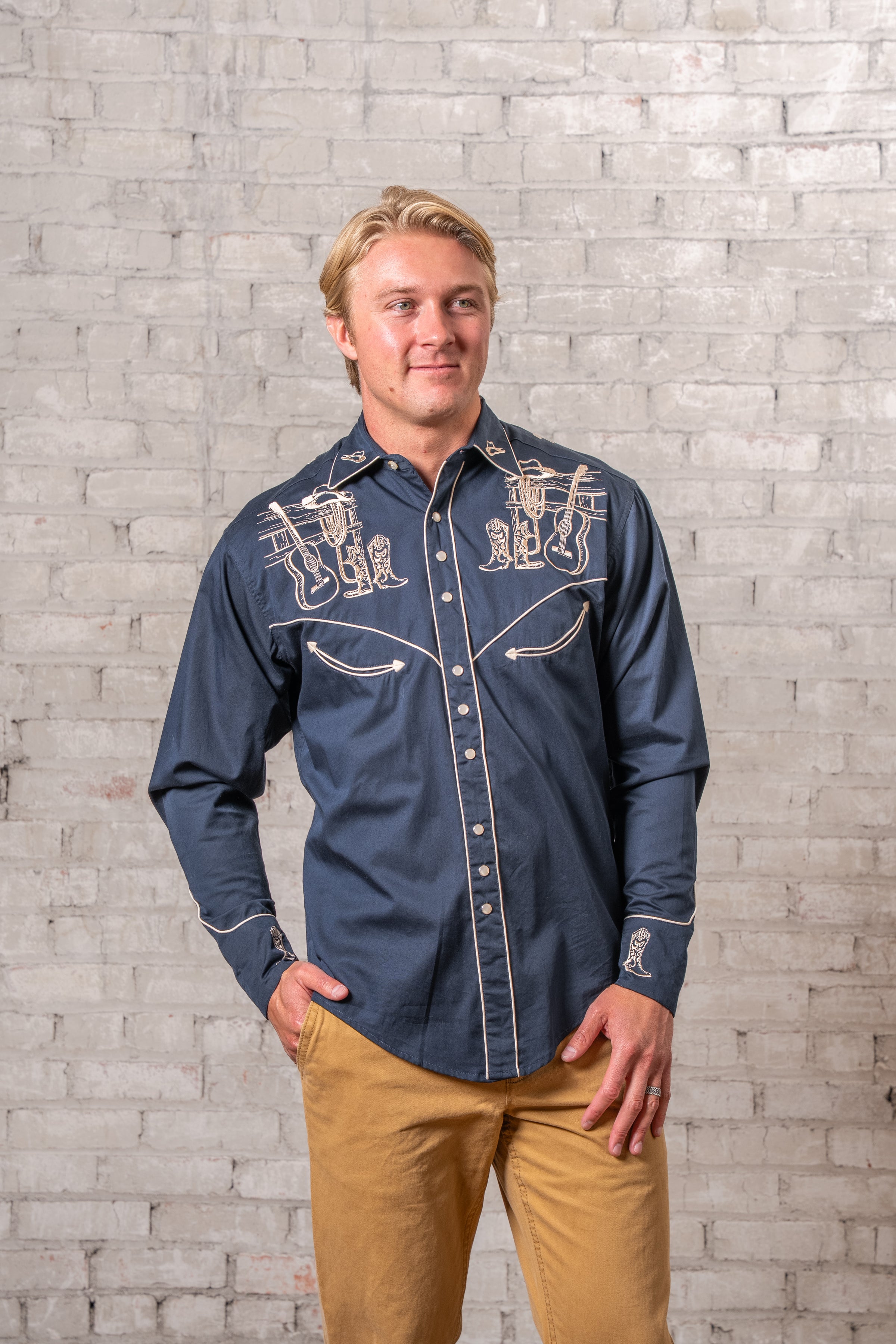mens embroidered dress shirts Men's shirt with a collar Oak The floral embroidery has beautiful detailing on front IKADEX Mexican Shirts for Men