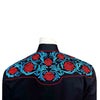 Men’s Vintage Red Floral & Turquoise Embroidered Western Shirt in Black