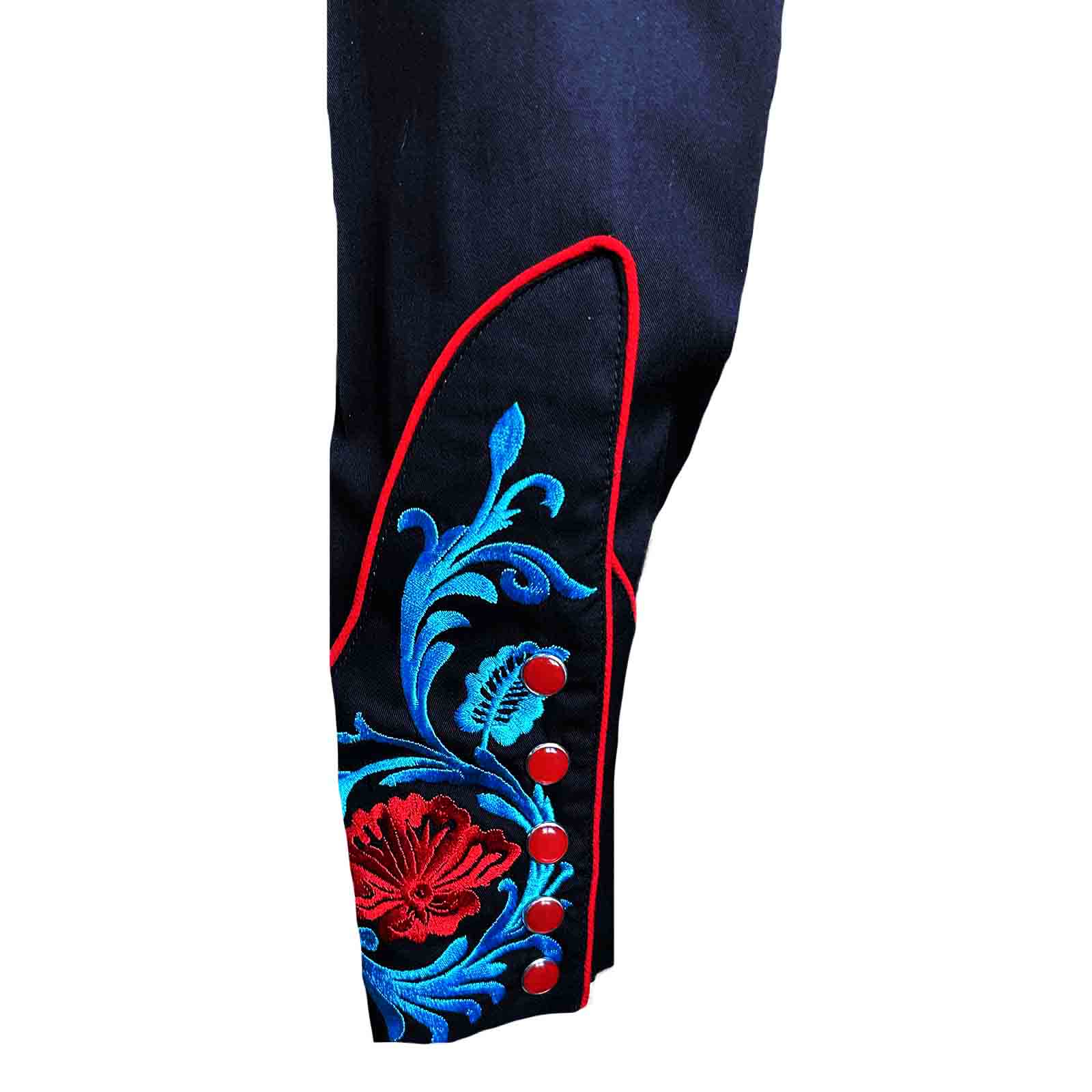 Rockmount Men's Black Vintage Shirt with Red Floral & Turquoise