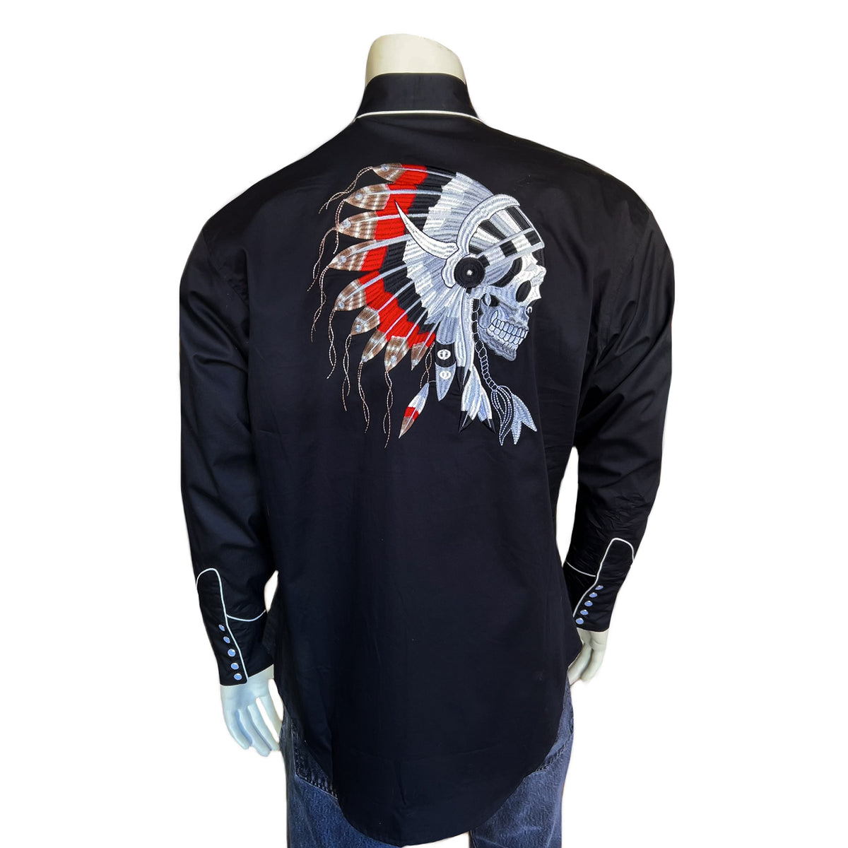 Men’s Chief Skulls Vintage Embroidered Western Shirt
