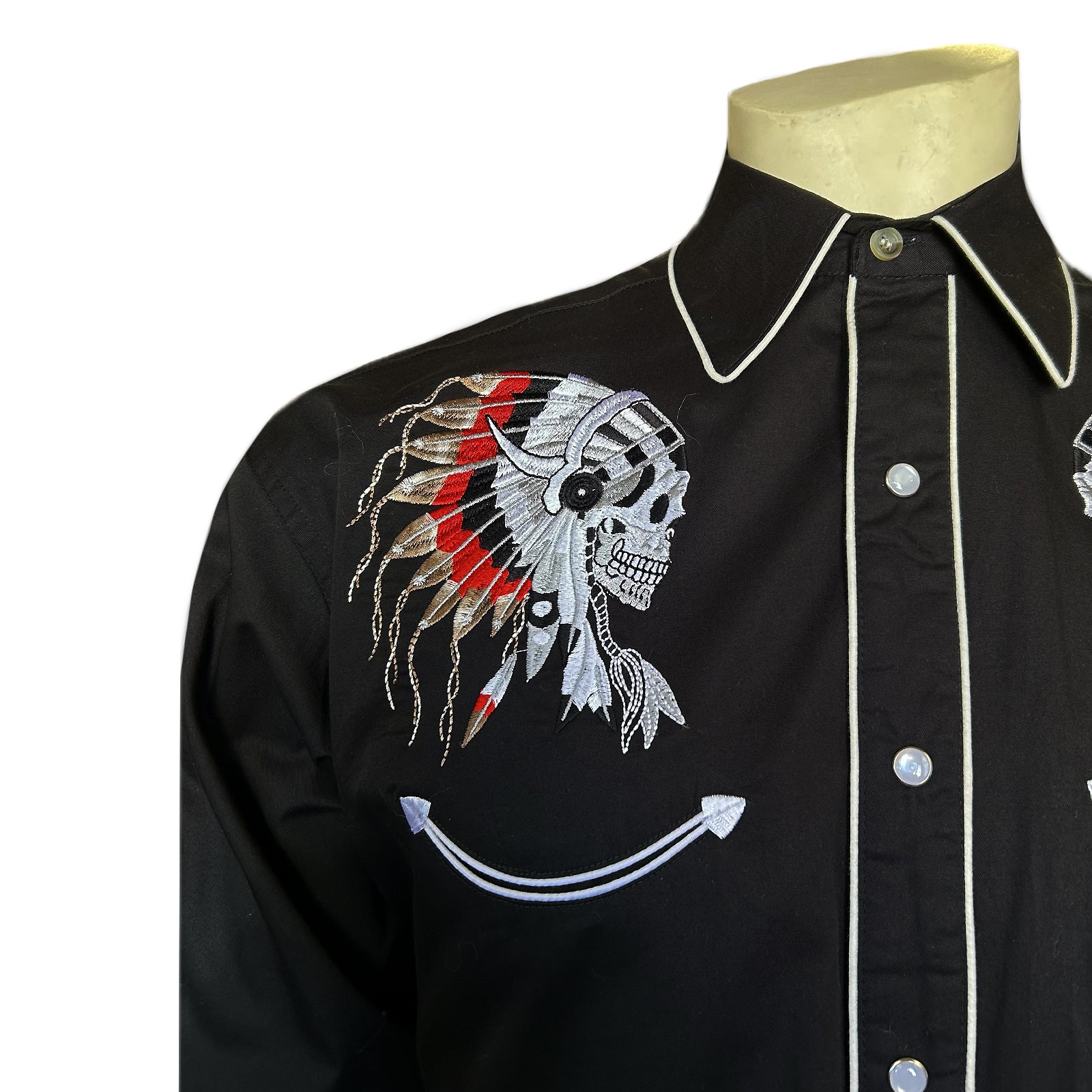 Men’s Chief Skulls Vintage Embroidered Western Shirt
