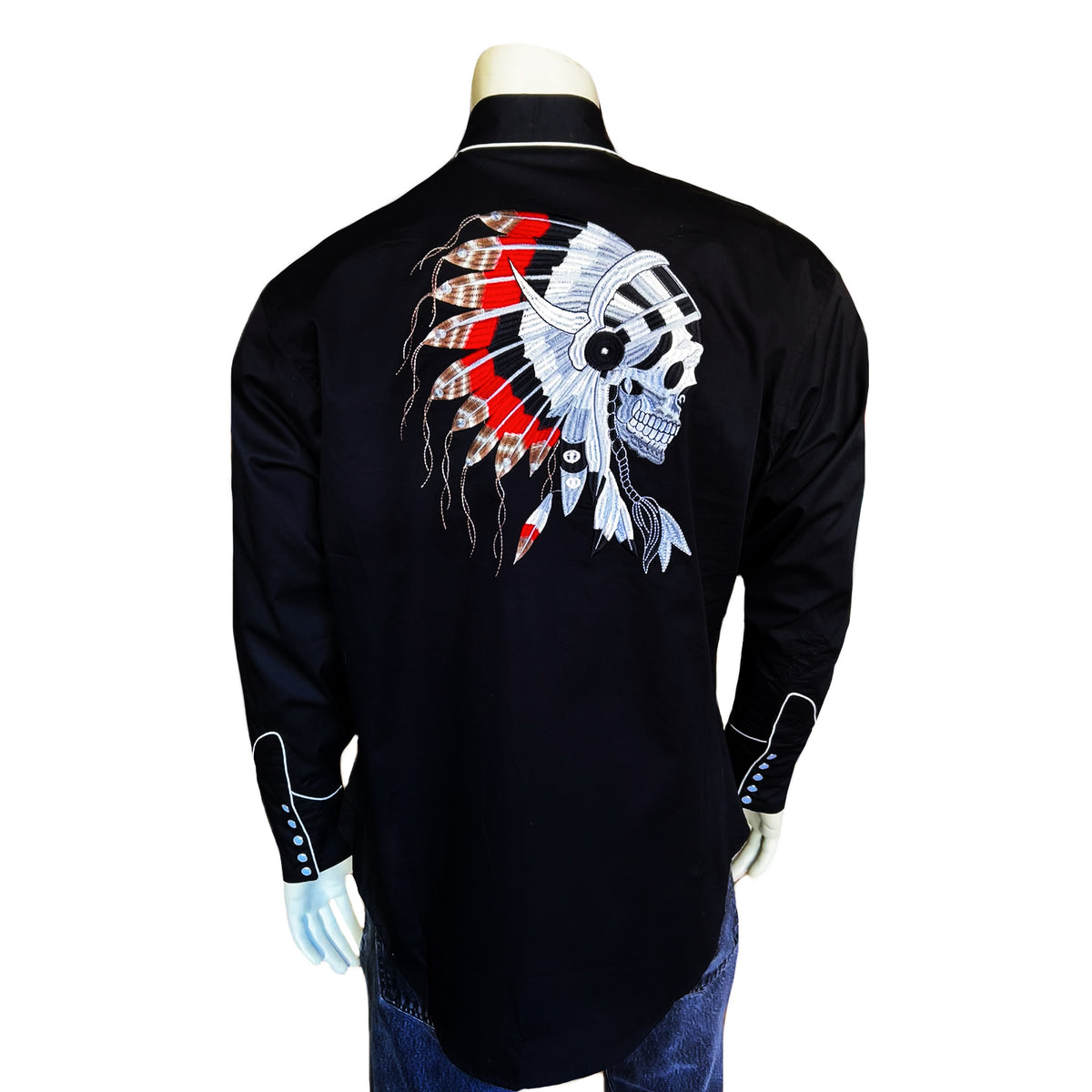 Men’s Chief Skulls Vintage Embroidered Western Shirt